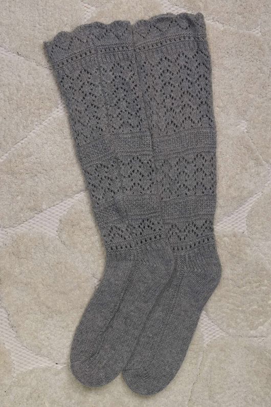 Pointelle Knit Slouch Socks Grey